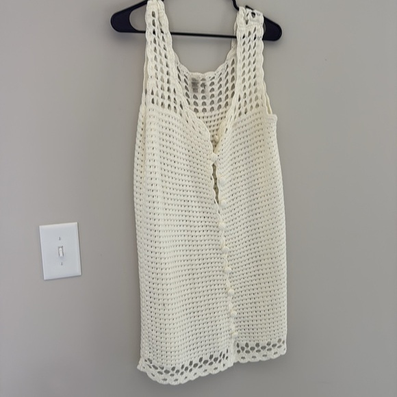 Lulus Summertime Staple White Crochet Button-front Swim Cover-up - Size L - Picture 2 of 4